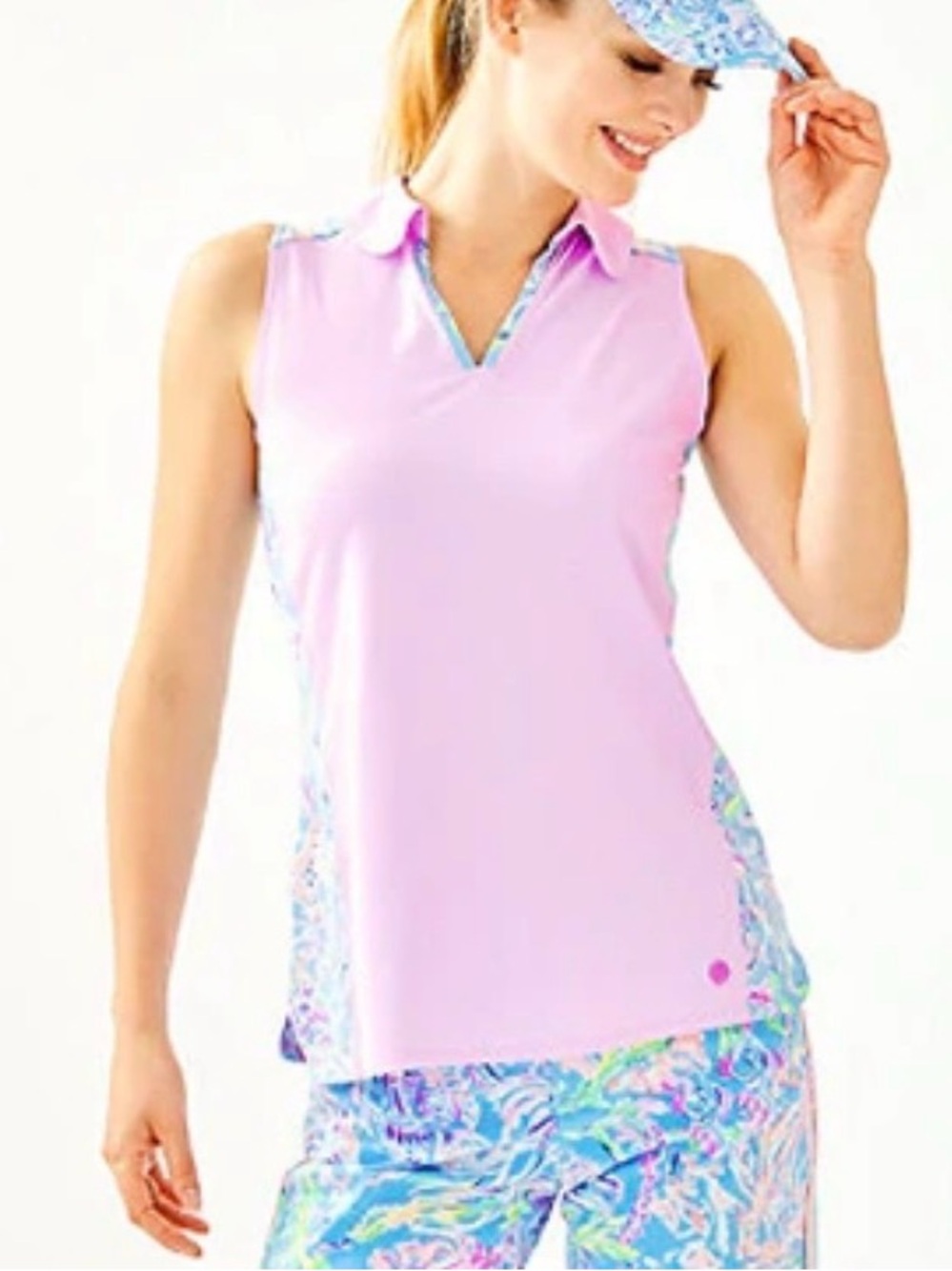 Lilly Pulitzer Luxletic Reesa Golf Polo M All Together Now UPF 50+ Floral